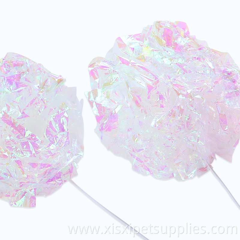 Hot selling candy-colored crinkle paper ball wooden ring cat teaser toy